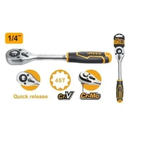 Veilige Betaling Cricchetto reversibile CRV da 1/2 " da 3/8 " e da 1/4" Ingco maschio 1/4" 5515
